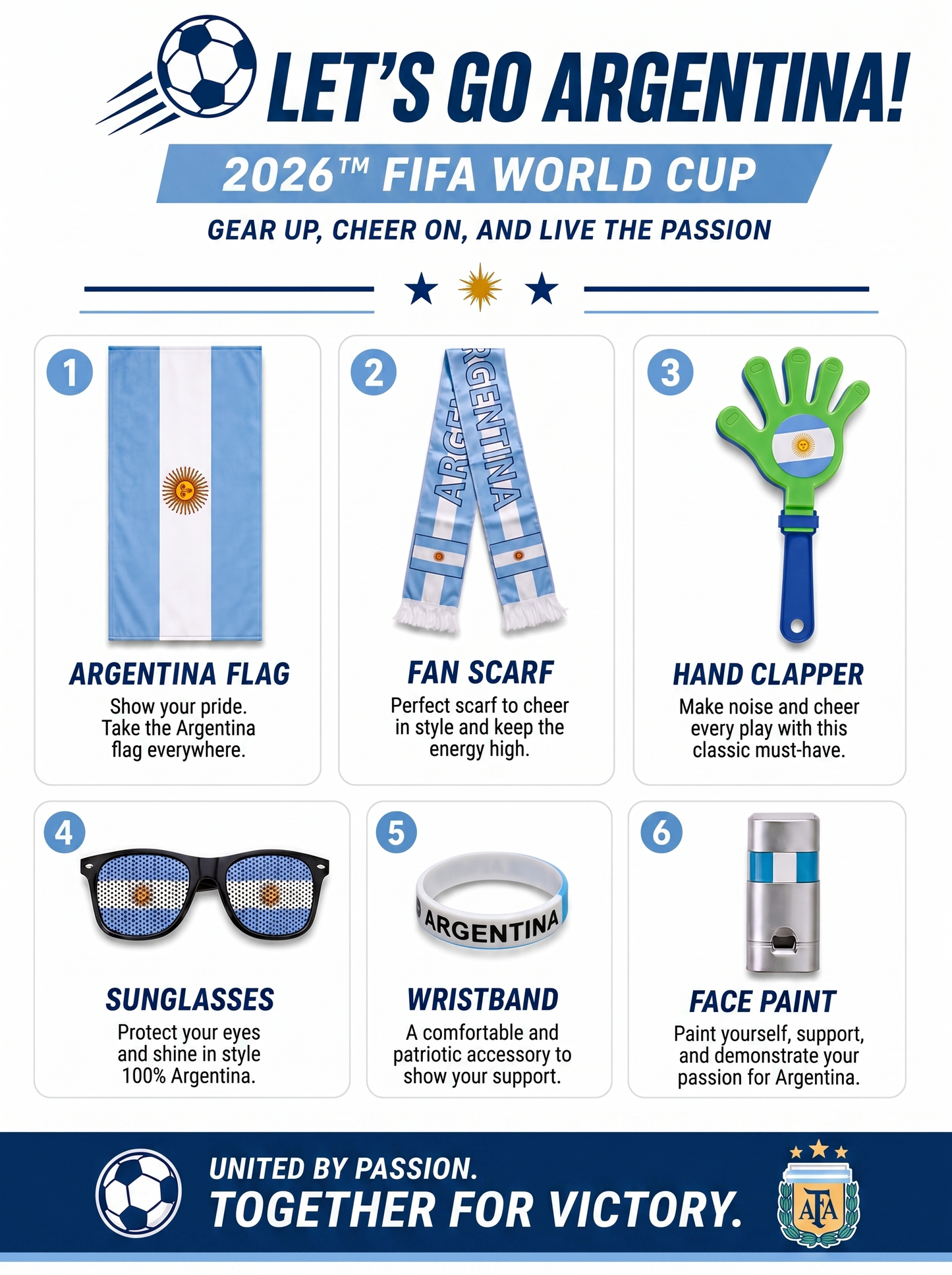 Argentina soccer Nation Fan Set – Albiceleste Supporter Gear